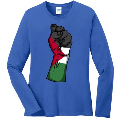 Palestine Strong Protest Fist Palestinian Free Palestine Cool Gift Ladies Long Sleeve Shirt