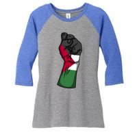 Palestine Strong Protest Fist Palestinian Free Palestine Cool Gift Women's Tri-Blend 3/4-Sleeve Raglan Shirt