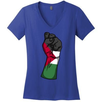 Palestine Strong Protest Fist Palestinian Free Palestine Cool Gift Women's V-Neck T-Shirt