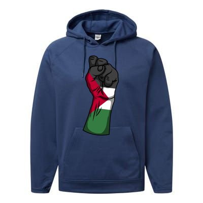 Palestine Strong Protest Fist Palestinian Free Palestine Cool Gift Performance Fleece Hoodie