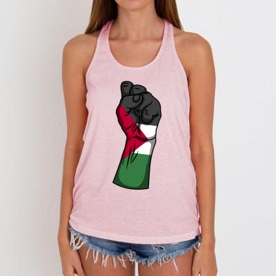 Palestine Strong Protest Fist Palestinian Free Palestine Cool Gift Women's Knotted Racerback Tank