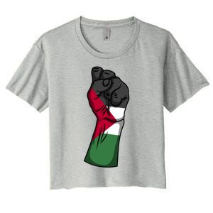 Palestine Strong Protest Fist Palestinian Free Palestine Cool Gift Women's Crop Top Tee