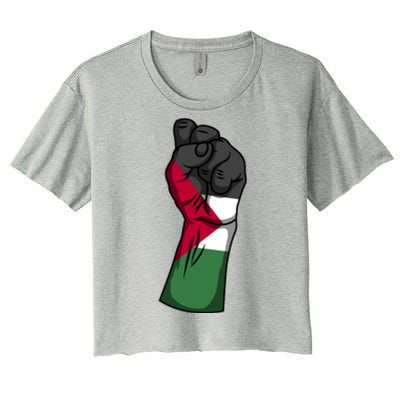 Palestine Strong Protest Fist Palestinian Free Palestine Cool Gift Women's Crop Top Tee