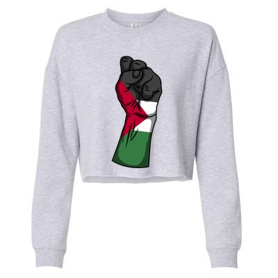 Palestine Strong Protest Fist Palestinian Free Palestine Cool Gift Cropped Pullover Crew