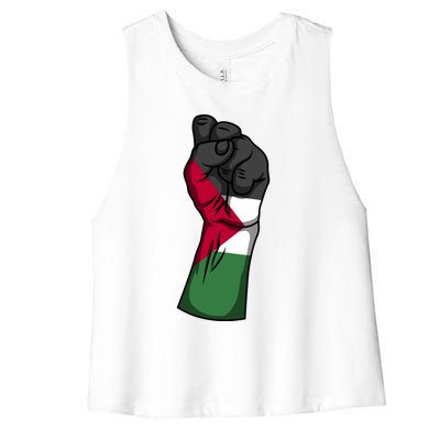 Palestine Strong Protest Fist Palestinian Free Palestine Cool Gift Women's Racerback Cropped Tank