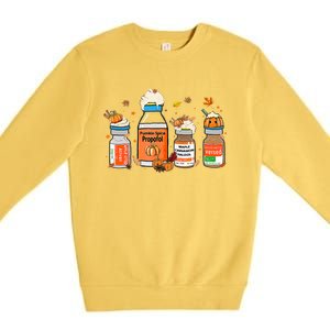 Pumpkin Spice Propofol Ativan Versed Haldol Halloween Nurse Cool Gift Premium Crewneck Sweatshirt