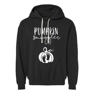 Pumpkin Smuggler Pregnant Mom Fall Pregnancy Announcement Garment-Dyed Fleece Hoodie