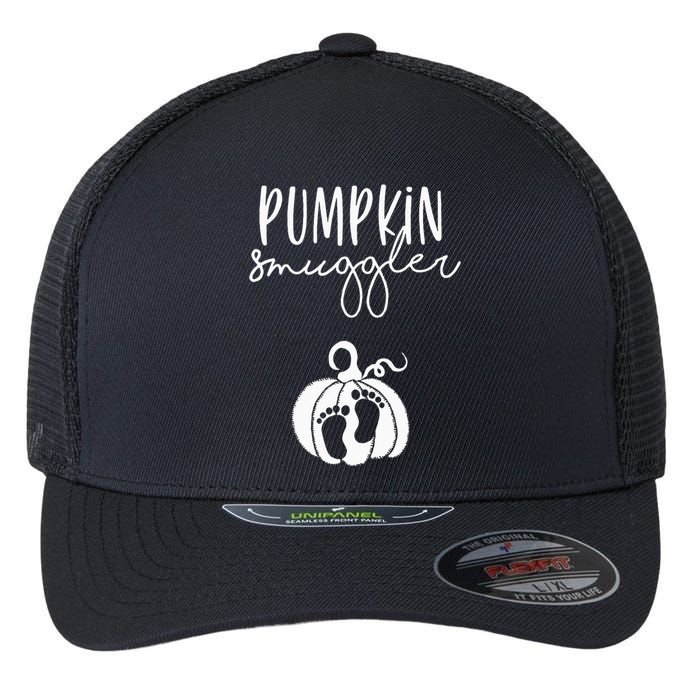 Pumpkin Smuggler Pregnant Mom Fall Pregnancy Announcement Flexfit Unipanel Trucker Cap