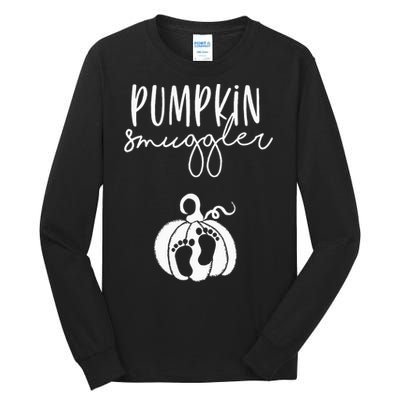 Pumpkin Smuggler Pregnant Mom Fall Pregnancy Announcement Tall Long Sleeve T-Shirt