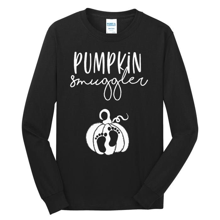 Pumpkin Smuggler Pregnant Mom Fall Pregnancy Announcement Tall Long Sleeve T-Shirt