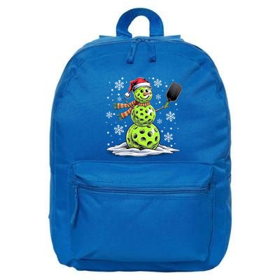 Pickleball Snowman Player Santa Hat Christmas Funny 16 in Basic Backpack