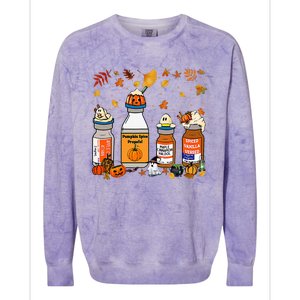 Pumpkin Spice Propofol Ativan Versed Haldol Halloween Nurse Colorblast Crewneck Sweatshirt