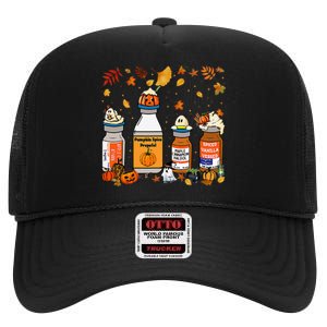 Pumpkin Spice Propofol Ativan Versed Haldol Halloween Nurse High Crown Mesh Back Trucker Hat