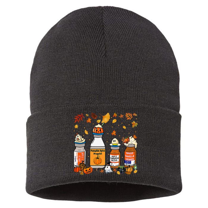 Pumpkin Spice Propofol Ativan Versed Haldol Halloween Nurse Sustainable Knit Beanie