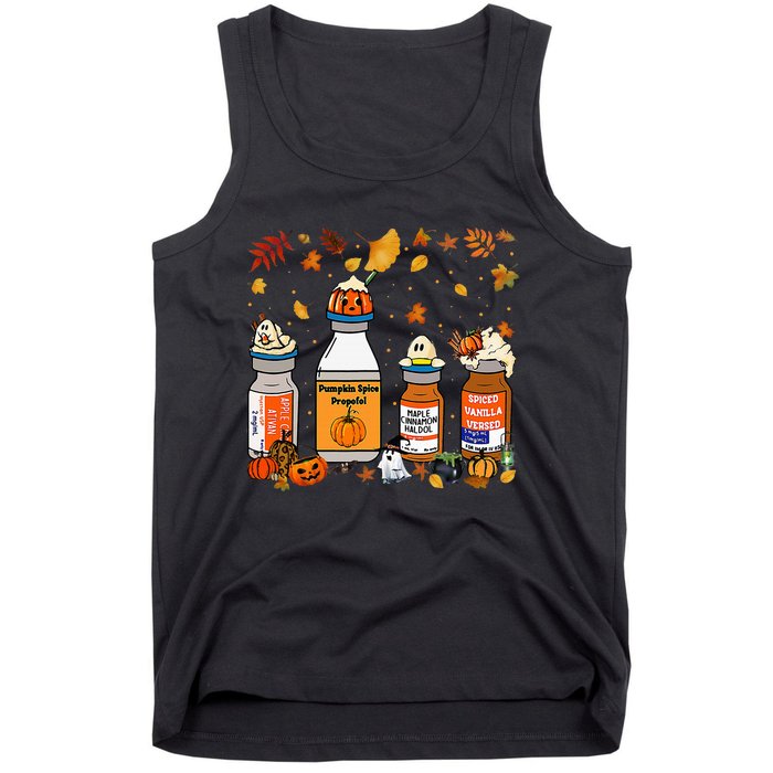 Pumpkin Spice Propofol Ativan Versed Haldol Halloween Nurse Tank Top