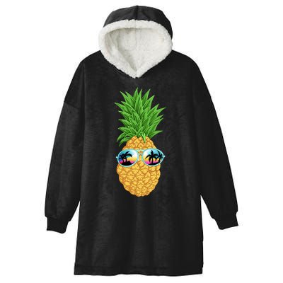 Pineapple Sunglasses Hooded Wearable Blanket