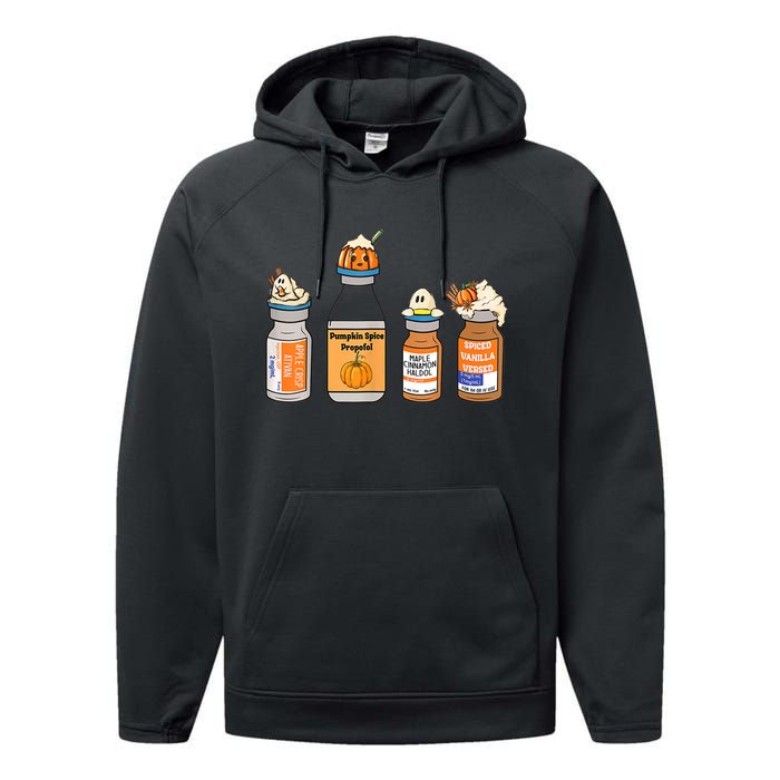 Pumpkin Spice Propofol Ativan Versed Haldol Nurse Halloween Performance Fleece Hoodie