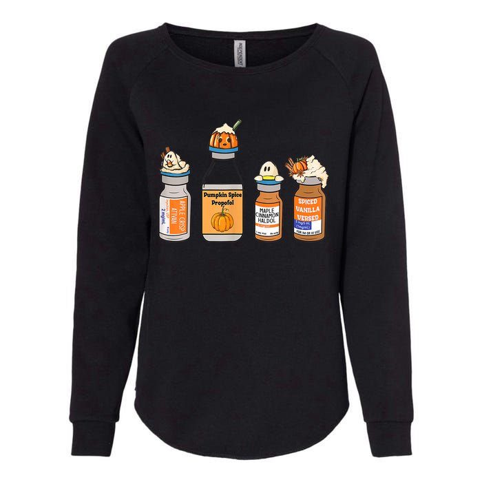 Pumpkin Spice Propofol Ativan Versed Haldol Nurse Halloween Womens California Wash Sweatshirt