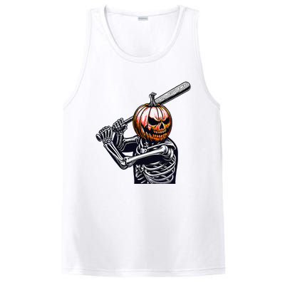 Pumpkin Skeleton Playing Baseball Player Halloween PosiCharge Competitor Tank