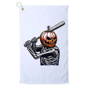 Pumpkin Skeleton Playing Baseball Player Halloween Platinum Collection Golf Towel