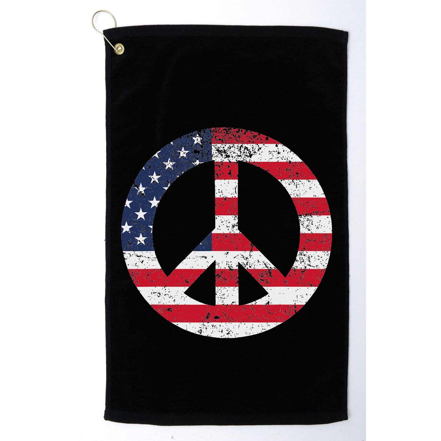 Peace Sign Patriotic Usa Flag Peace & Love Golf Towel