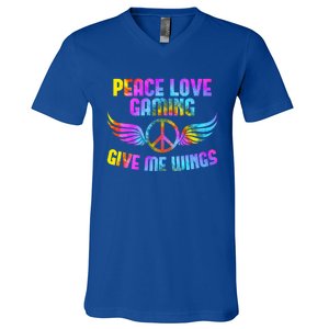 Peace Sign Peace Love Gaming Gamble Computer Game Gift V-Neck T-Shirt