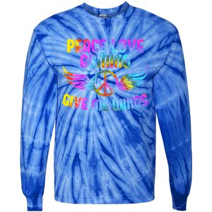 Peace Sign Peace Love Gaming Gamble Computer Game Gift Tie-Dye Long Sleeve Shirt