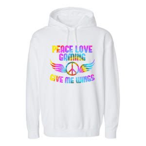 Peace Sign Peace Love Gaming Gamble Computer Game Gift Garment-Dyed Fleece Hoodie