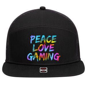 Peace Sign Peace Love Gaming Gaming Computer Game Gift 7 Panel Mesh Trucker Snapback Hat