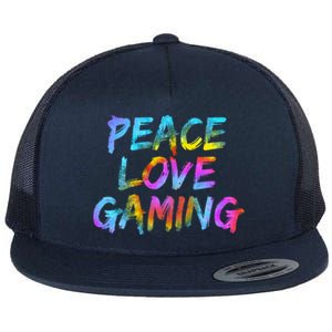 Peace Sign Peace Love Gaming Gaming Computer Game Gift Flat Bill Trucker Hat