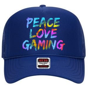 Peace Sign Peace Love Gaming Gaming Computer Game Gift High Crown Mesh Back Trucker Hat