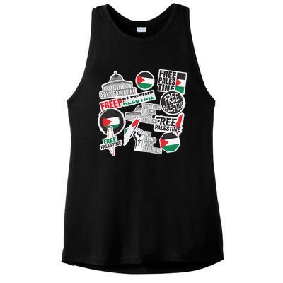 Palestine Solidarity Palestine Flag With Masjed Alaqsa Ladies PosiCharge Tri-Blend Wicking Tank