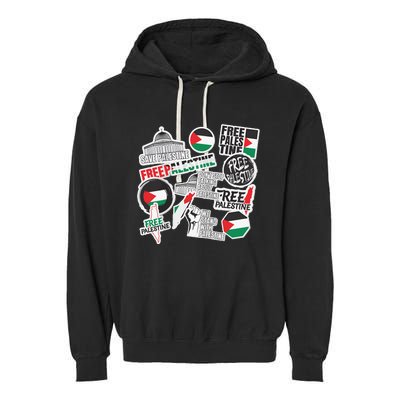 Palestine Solidarity Palestine Flag With Masjed Alaqsa Garment-Dyed Fleece Hoodie