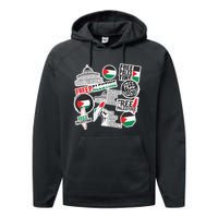 Palestine Solidarity Palestine Flag With Masjed Alaqsa Performance Fleece Hoodie