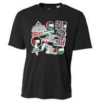 Palestine Solidarity Palestine Flag With Masjed Alaqsa Cooling Performance Crew T-Shirt