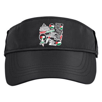 Palestine Solidarity Palestine Flag With Masjed Alaqsa Adult Drive Performance Visor