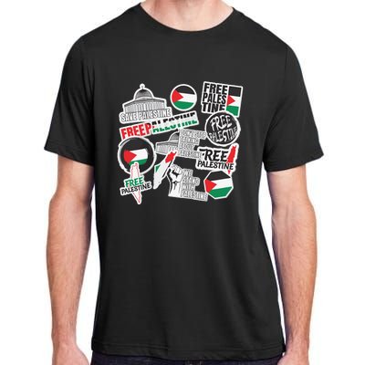 Palestine Solidarity Palestine Flag With Masjed Alaqsa Adult ChromaSoft Performance T-Shirt