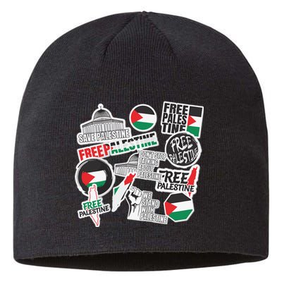 Palestine Solidarity Palestine Flag With Masjed Alaqsa Sustainable Beanie