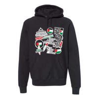 Palestine Solidarity Palestine Flag With Masjed Alaqsa Premium Hoodie