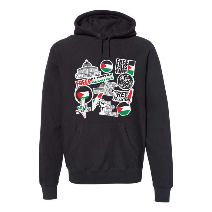 Palestine Solidarity Palestine Flag With Masjed Alaqsa Premium Hoodie