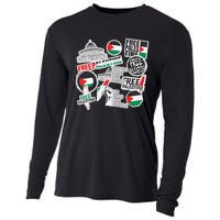 Palestine Solidarity Palestine Flag With Masjed Alaqsa Cooling Performance Long Sleeve Crew