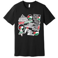 Palestine Solidarity Palestine Flag With Masjed Alaqsa Premium T-Shirt