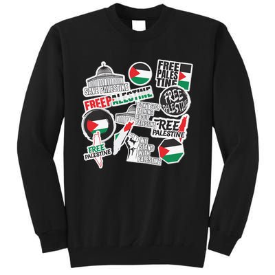 Palestine Solidarity Palestine Flag With Masjed Alaqsa Tall Sweatshirt