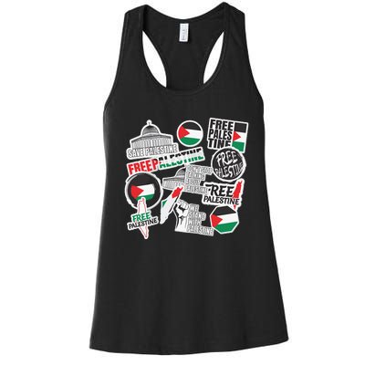 Palestine Solidarity Palestine Flag With Masjed Alaqsa Women's Racerback Tank