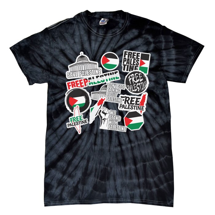 Palestine Solidarity Palestine Flag With Masjed Alaqsa Tie-Dye T-Shirt