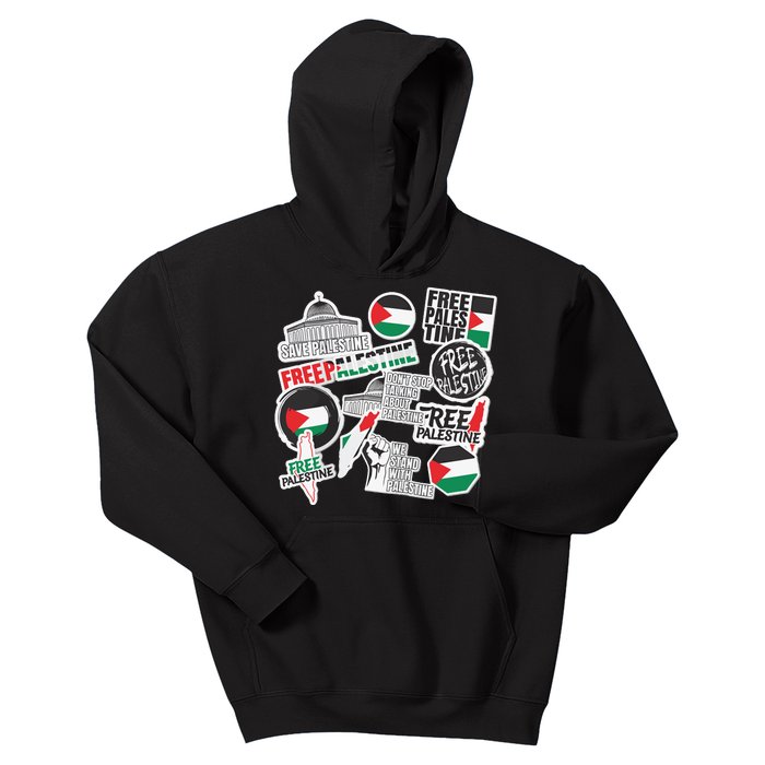 Palestine Solidarity Palestine Flag With Masjed Alaqsa Kids Hoodie