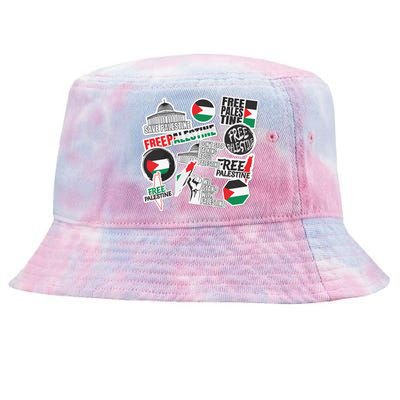 Palestine Solidarity Palestine Flag With Masjed Alaqsa Tie-Dyed Bucket Hat