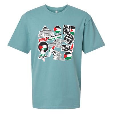 Palestine Solidarity Palestine Flag With Masjed Alaqsa Sueded Cloud Jersey T-Shirt