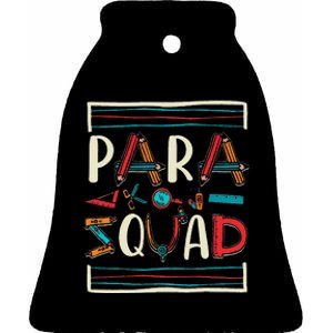 Para Squad Para Teacher Paraprofessional Ceramic Bell Ornament