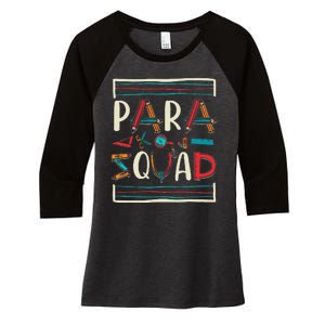 Para Squad Para Teacher Paraprofessional Women's Tri-Blend 3/4-Sleeve Raglan Shirt